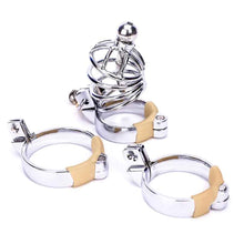 Load image into Gallery viewer, Short Penile Urethral Plug Metal Chastity Cage