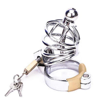 Load image into Gallery viewer, Short Penile Urethral Plug Metal Chastity Cage