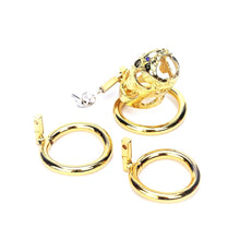 Load image into Gallery viewer, The Ox Gold Metal Chastity Cage 3.15 Inches Long