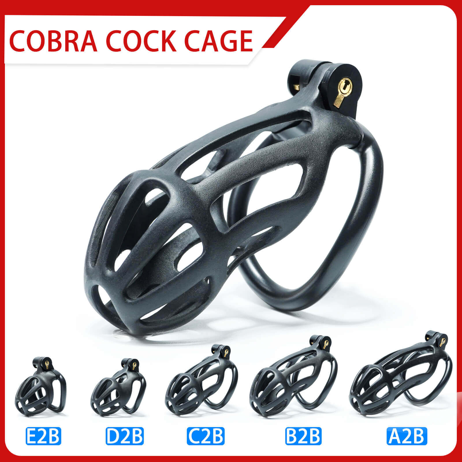 Black Stripe Cobra Chastity Cage Kit 1.77 To 4.13 Inches Long – CHASTITY  CAGE CO