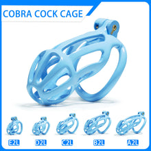 Load image into Gallery viewer, Blue Stripe Cobra Chastity Cage Kit 1.77 To 4.13 Inches Long