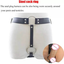 Load image into Gallery viewer, Leather Male Chastity Belt Adjustable BDSM
