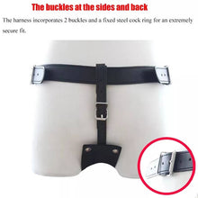 Load image into Gallery viewer, Leather Male Chastity Belt Adjustable BDSM
