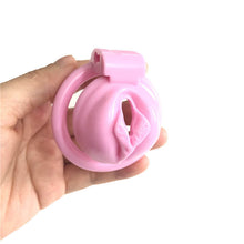 Load image into Gallery viewer, Pink Chastity Cage With 4 Rings Pussy Shaped