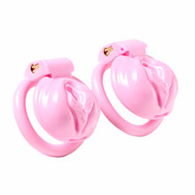 Load image into Gallery viewer, Pink Chastity Cage With 4 Rings Pussy Shaped