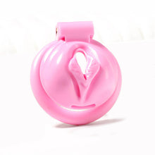 Load image into Gallery viewer, Pink Chastity Cage With 4 Rings Pussy Shaped