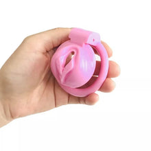 Load image into Gallery viewer, Pink Chastity Cage With 4 Rings Pussy Shaped