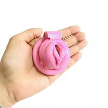 Load image into Gallery viewer, Pink Chastity Cage With 4 Rings Pussy Shaped