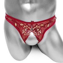 Load image into Gallery viewer, Embroidered Crotchless Thong