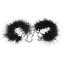 Load image into Gallery viewer, Feathery Black Fuzzy Handcuffs
