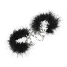 Load image into Gallery viewer, Feathery Black Fuzzy Handcuffs