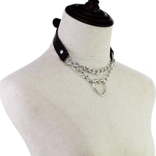 Load image into Gallery viewer, Heart in Chains Leather Choker