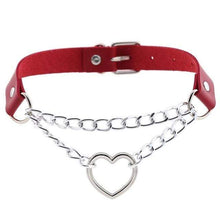 Load image into Gallery viewer, Heart in Chains Leather Choker