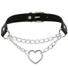 Load image into Gallery viewer, Heart in Chains Leather Choker