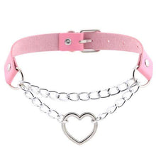 Load image into Gallery viewer, Heart in Chains Leather Choker