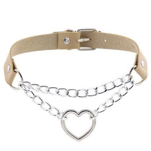 Load image into Gallery viewer, Heart in Chains Leather Choker