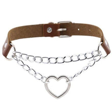 Load image into Gallery viewer, Heart in Chains Leather Choker