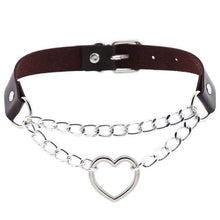 Load image into Gallery viewer, Heart in Chains Leather Choker