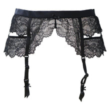 Load image into Gallery viewer, Black Lace & Satin Garter Belt