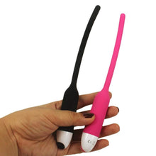 Load image into Gallery viewer, 7-Speed Black Vibrating Silicone Penis Plug