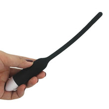 Load image into Gallery viewer, 7-Speed Black Vibrating Silicone Penis Plug