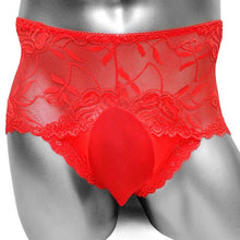 Load image into Gallery viewer, Sissy Lace Boxers With Bulge Pouch