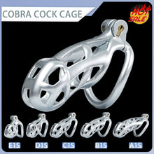 Load image into Gallery viewer, Silver Cobra Chastity Cage Kit 1.77 To 4.13 Inches Long