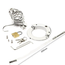 Load image into Gallery viewer, Stainless Steel Chastity Cage Ball Stretcher with Urethral Catheter Cock Cage
