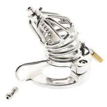 Load image into Gallery viewer, Stainless Steel Chastity Cage Ball Stretcher with Urethral Catheter Cock Cage