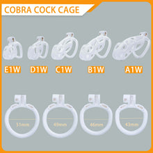 Load image into Gallery viewer, White Cobra Chastity Cage Kit 1.77 To 4.13 Inches Long