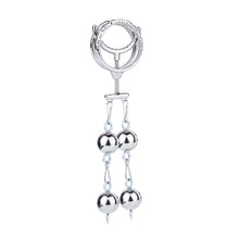 Load image into Gallery viewer, Adjustable Dual Ring Metal Cock Ring with Weighted Chains – round teeth ring with four hanging weights
