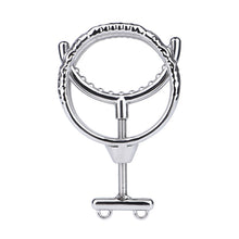 Load image into Gallery viewer, Adjustable Dual Ring Metal Cock Ring with Weighted Chains – round teeth ring front view
