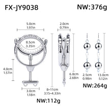 Load image into Gallery viewer, Adjustable Dual Ring Metal Cock Ring with Weighted Chains – spike teeth measurements and weight chart

