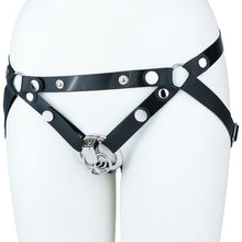 Load image into Gallery viewer, Black support belt with triangular front straps; display cage not included
