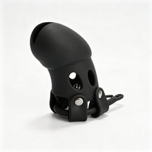 Afbeelding in Gallery-weergave laden, Black concealed-lock chastity cage front view
