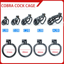 Load image into Gallery viewer, Black Stripe Mamba Chastity Cage Kit 1.77 To 4.13 Inches Long 2026 Edition side view
