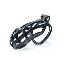 Load image into Gallery viewer, Black Stripe Mamba Chastity Cage Kit 1.77 To 4.13 Inches Long 2026 Edition material close-up
