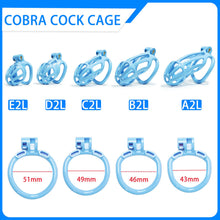 Load image into Gallery viewer, Blue Stripe Mamba Chastity Cage Kit 1.77 To 4.13 Inches Long 2026 Edition side view
