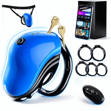Load image into Gallery viewer, Blue App-Controlled Vibrating Chastity Cage
