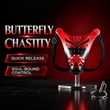 Load image into Gallery viewer, Red and Black Butterfly Wing Resin Chastity Belt
