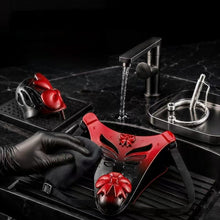 Load image into Gallery viewer, Red and Black Butterfly Wing Resin Chastity Belt
