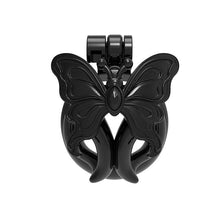 Load image into Gallery viewer, Black Butterfly Wing Inverted Chastity Cage front view
