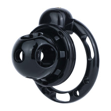 Afbeelding in Gallery-weergave laden, Black Candy Heart chastity cage, regular style angled view
