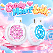 Load image into Gallery viewer, Candy Heart Lock pink and blue spiral designs
