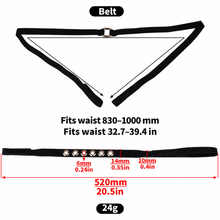 Lade das Bild in den Galerie-Viewer, Cloud Bell Metal Chastity Cage support belt waist range and strap measurement diagram
