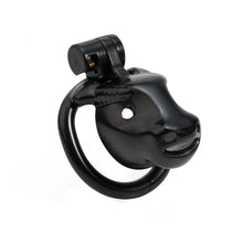 Lade das Bild in den Galerie-Viewer, Black Cretan Bull ABS chastity cage front view on white background
