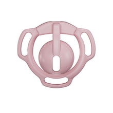 Load image into Gallery viewer, Pink Eclipse Dome chastity cage front view showing the rounded cover, vertical bridge and oval opening
