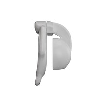 Load image into Gallery viewer, White Eclipse Dome chastity cage side view showing the domed cover and curved connecting bridge
