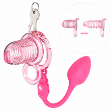 Load image into Gallery viewer, Extensible Silicone Chastity Cage With Vibration Plug in the main gallery view
