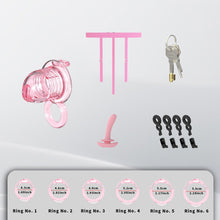 Load image into Gallery viewer, Extensible Silicone Chastity Cage With Vibration Plug feature details graphic 8

